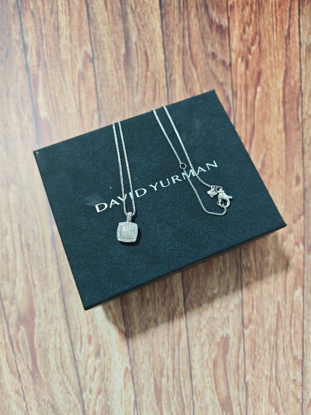 David Yurman Petite Albion Pendant Necklace, Sterling Silver with Pavé Diamonds